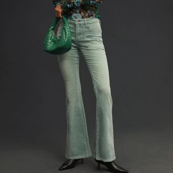 Anthropologie Pilcro 34 NWT Icon Flare Corduroy Pants Jeans Mint Green Cords